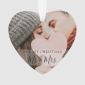 初めてのクリスマスのMr&Mrs 2枚の写真入り オーナメント (正面)