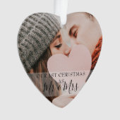 初めてのクリスマスのMr&Mrs 2枚の写真入り オーナメント (正面)