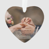 初めてのクリスマスのMr&Mrs 2枚の写真入り オーナメント (裏面)