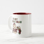 初めてのクリスマスのTシャツとギフト ツートーンマグカップ (正面左)