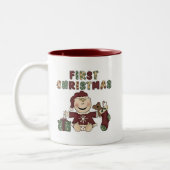 初めてのクリスマスのTシャツとギフト ツートーンマグカップ (左)