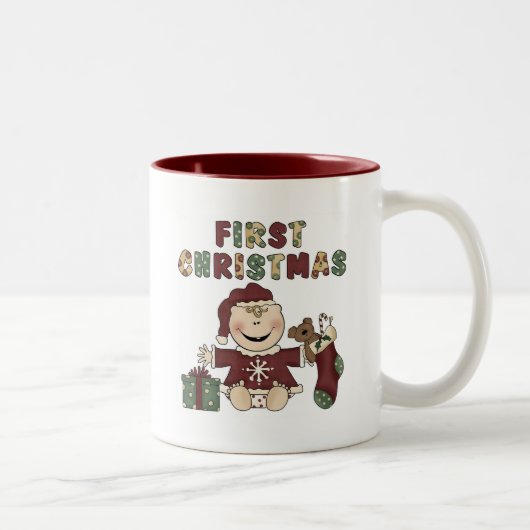初めてのクリスマスのTシャツとギフト ツートーンマグカップ (右)