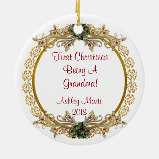 初めてのクリスマスはおばあちゃん!オーナメント セラミックオーナメント (裏面)