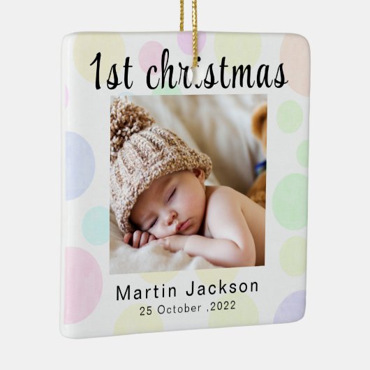 初めてのクリスマスはこちら写真生まれたばかりの可愛いベビー セラミックオーナメント (右)