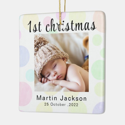 初めてのクリスマスはこちら写真生まれたばかりの可愛いベビー セラミックオーナメント (左)
