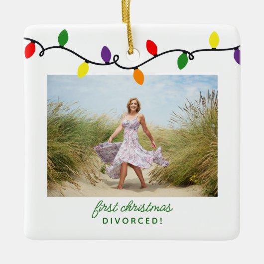 初めてのクリスマスはカラフルクリスマス灯 セラミックオーナメント (正面)