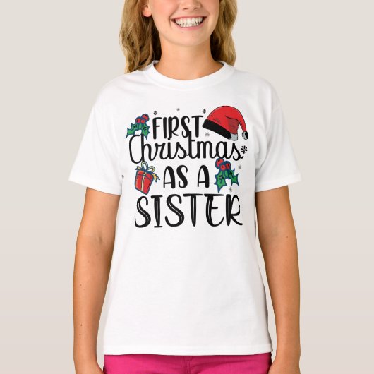 初めてのクリスマスはクリスマスにマッチする姉妹 Tシャツ (正面)