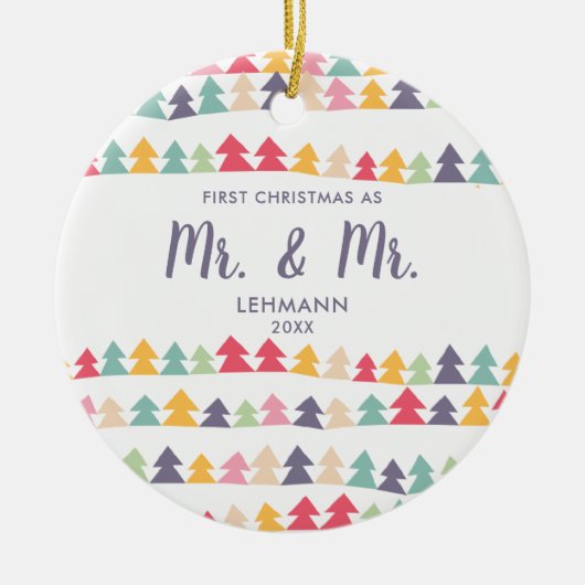 初めてのクリスマスはクリスマスの木パーソナライズされた々さん セラミックオーナメント (正面)