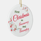 初めてのクリスマスはグラミー写真とグラピー写真 セラミックオーナメント (右)
