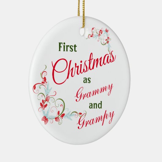 初めてのクリスマスはグラミー写真とグラピー写真 セラミックオーナメント (右)