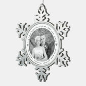 初めてのクリスマスはシルバー夫妻のハート写真 スノーフレークピューターオーナメント (右)