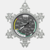 初めてのクリスマスはパイロット スノーフレークピューターオーナメント (正面)