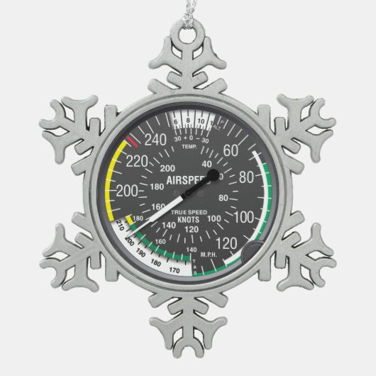 初めてのクリスマスはパイロット スノーフレークピューターオーナメント (正面)