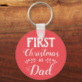 初めてのクリスマスはパパファミリーに一致する白文字 キーホルダー (正面)