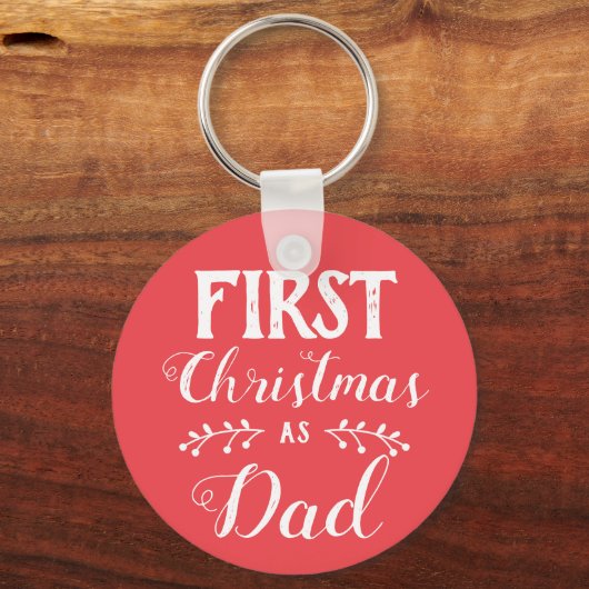 初めてのクリスマスはパパファミリーに一致する白文字 キーホルダー (正面)