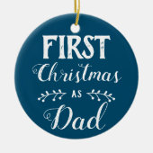 初めてのクリスマスはパパブルーとベビーの写真 セラミックオーナメント (正面)
