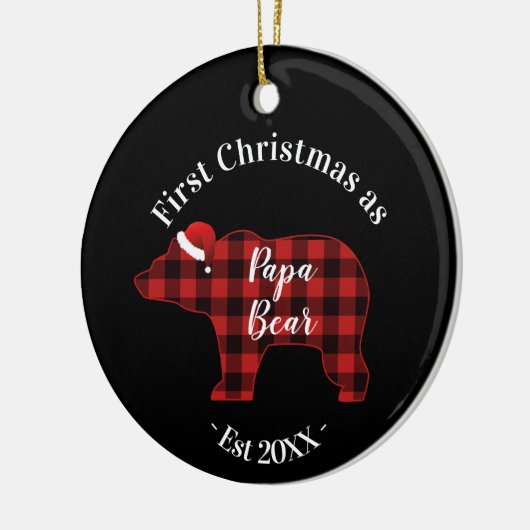 初めてのクリスマスはパパベアベアバッファロープレイド セラミックオーナメント (左)