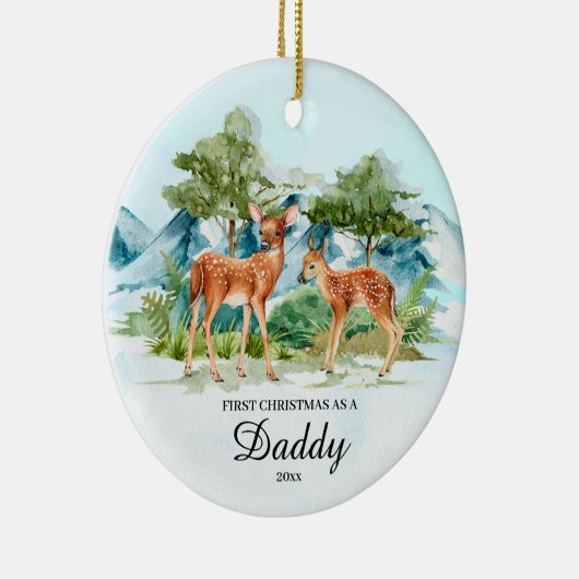 初めてのクリスマスはパパ鹿の記念クリスマス セラミックオーナメント (右)