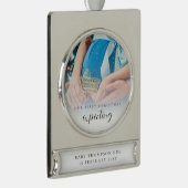 初めてのクリスマスはフォトオーバーレイを妊婦の要求 シルバープレートバナーオーナメント (右)