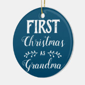 初めてのクリスマスはベビーの写真と青おばあちゃん セラミックオーナメント (左)