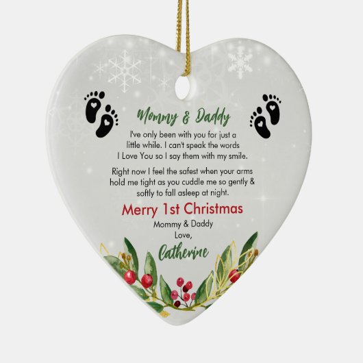 初めてのクリスマスはママとパパ セラミックオーナメント (右)