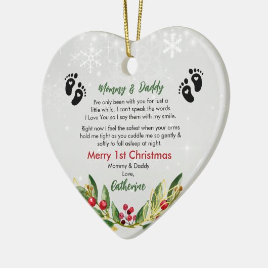 初めてのクリスマスはママとパパ セラミックオーナメント (左)