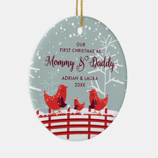 初めてのクリスマスはママパーソナライズされたパパ セラミックオーナメント (右)