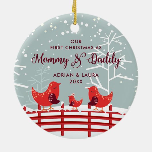 初めてのクリスマスはママパーソナライズされたパパ セラミックオーナメント (裏面)