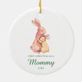 初めてのクリスマスはママベビーバニーパーソナライズされた セラミックオーナメント (裏面)