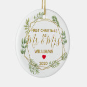 初めてのクリスマスはミスターとミセス結婚の写真 セラミックオーナメント (右)