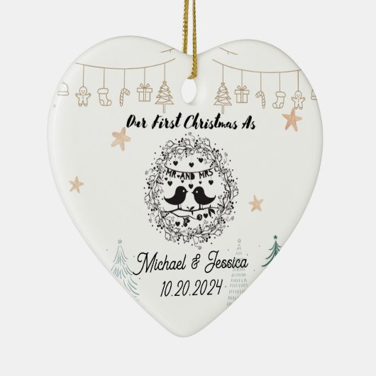 初めてのクリスマスはミスター・アンド・ミセス・オーナメントの新婚ギフト セラミックオーナメント (右)