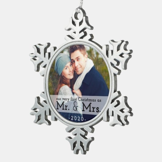 初めてのクリスマスはミスター・アンド・ミセス・キープサケオーナメント スノーフレークピューターオーナメント (右)