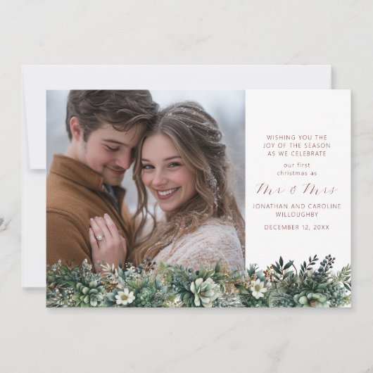 初めてのクリスマスはミスター・アンド・ミセス・グリーンエレガントリー シーズンカード (正面)
