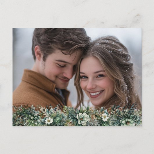 初めてのクリスマスはミスター・アンド・ミセス・グリーンエレガントリー シーズンポストカード (正面)