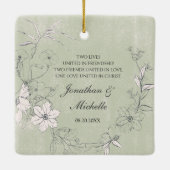 初めてのクリスマスはミスター・アンド・ミセス・フローラ 感動的 セラミックオーナメント (裏面)