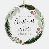 初めてのクリスマスはミスター・アンド・ミセス・リース・ホリデイ セラミックオーナメント (裏面)
