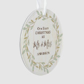 初めてのクリスマスはミスター・アンド・ミセス・引用文感動的 オーナメント (正面)
