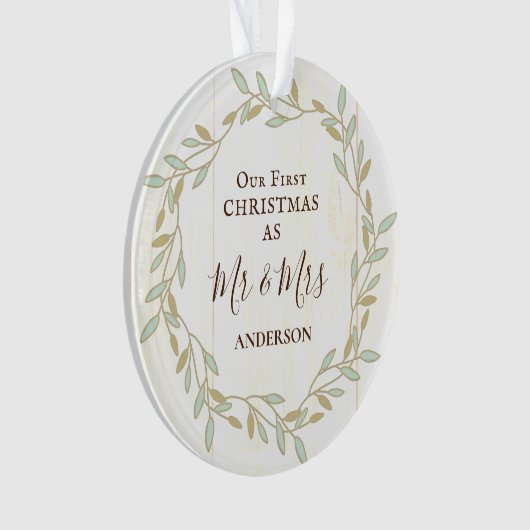 初めてのクリスマスはミスター・アンド・ミセス・引用文感動的 オーナメント (正面)