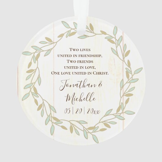 初めてのクリスマスはミスター・アンド・ミセス・引用文感動的 オーナメント (裏面)