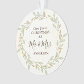 初めてのクリスマスはミスター・アンド・ミセス・引用文感動的 オーナメント (正面)