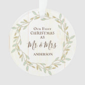 初めてのクリスマスはミスター・アンド・ミセス・引用文感動的 オーナメント (正面)