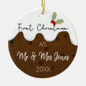 初めてのクリスマスはミスター・ミセス・クリスマス・プリン セラミックオーナメント (正面)