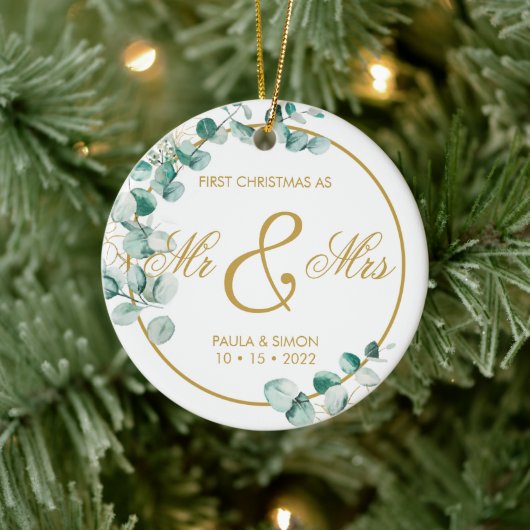 初めてのクリスマスはミスター&ミセス セラミックオーナメント (ツリー)