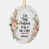 初めてのクリスマスはミスター・ミセス・赤面・バラ結婚 セラミックオーナメント (右)