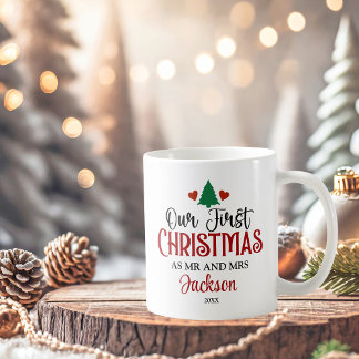 初めてのクリスマスはミセスと同パーソナライズされたじ コーヒーマグカップ