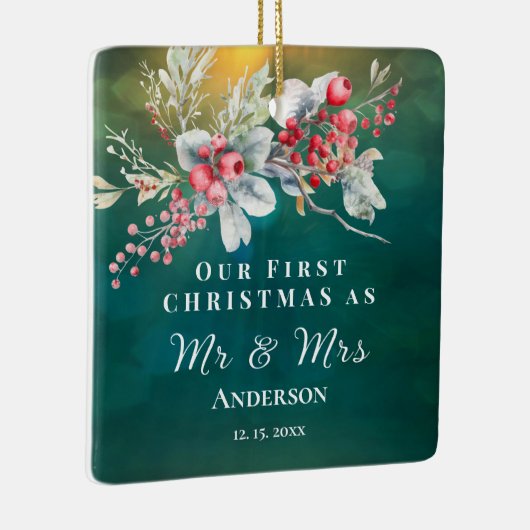 初めてのクリスマスはミセス感動的結婚の セラミックオーナメント (右)