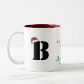 初めてのクリスマスはミセス・ファミリーモノグラムの名 ツートーンマグカップ (左)