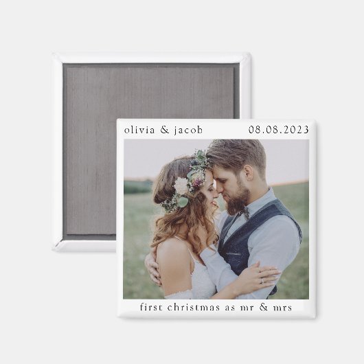 初めてのクリスマスはミセス・結婚フォトキープサケ マグネット (正面/裏面)