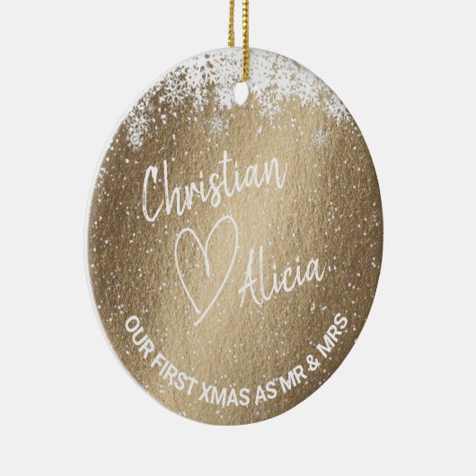 初めてのクリスマスはミセス・金ゴールドオーナメント セラミックオーナメント (右)