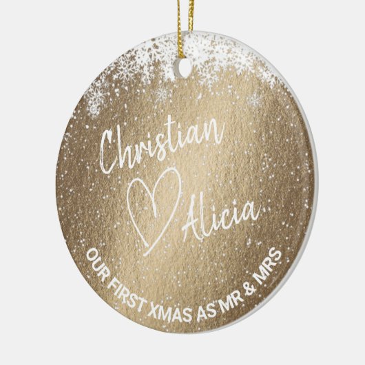 初めてのクリスマスはミセス・金ゴールドオーナメント セラミックオーナメント (左)
